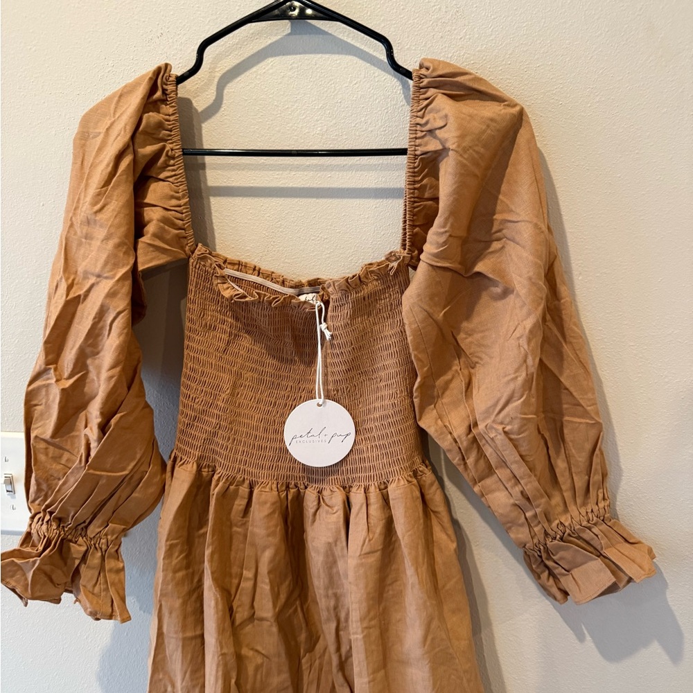Petal & Pup Tan Smocked Dress - Picture 2 of 3